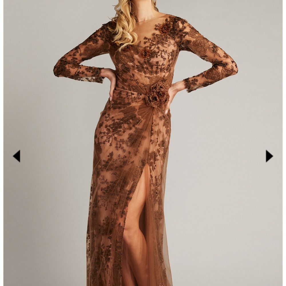 Tadashi Shoji Sylvia Embroidered Illusion Gown - Picture 4 of 14